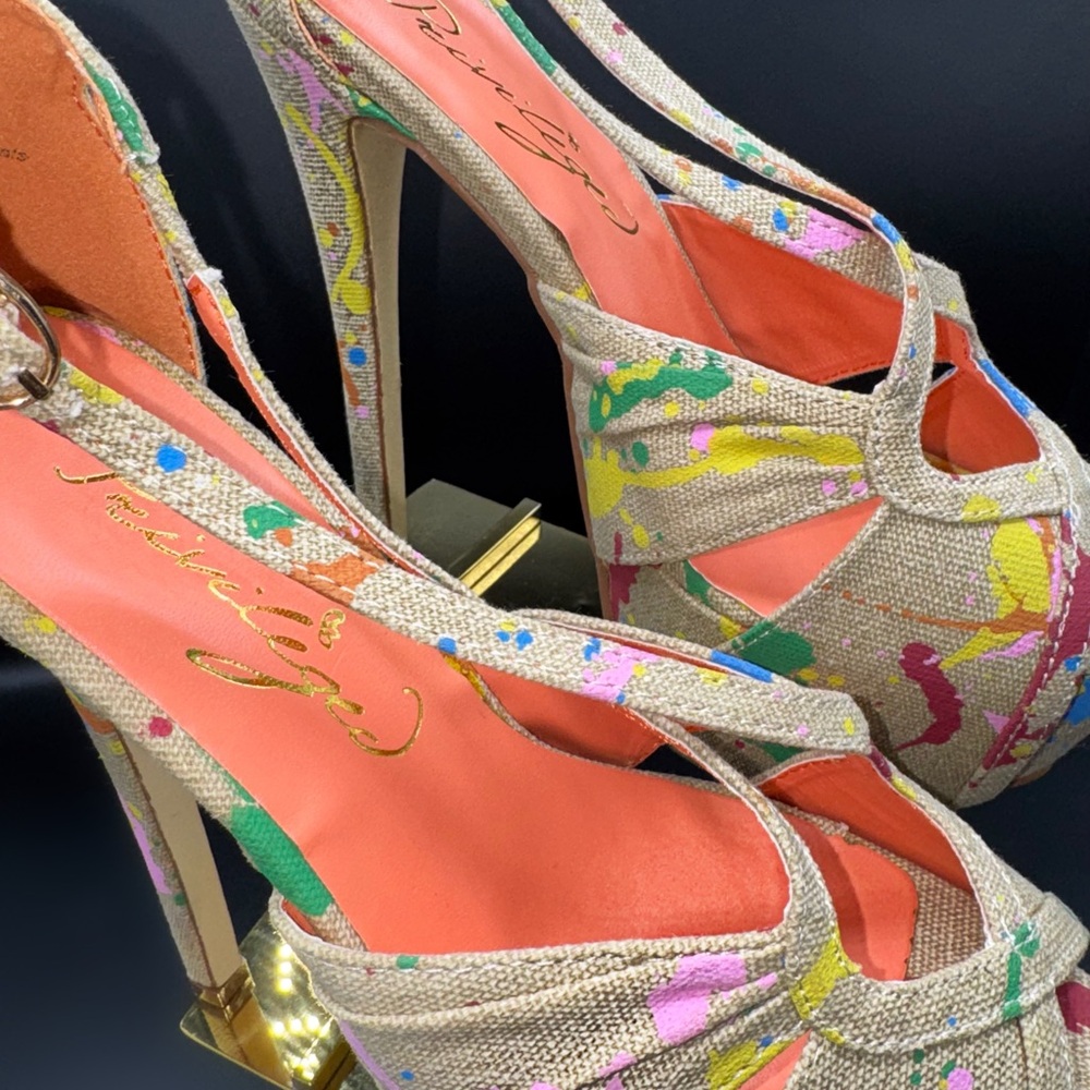 Privileged Multicolor Splatter Heels - image 5